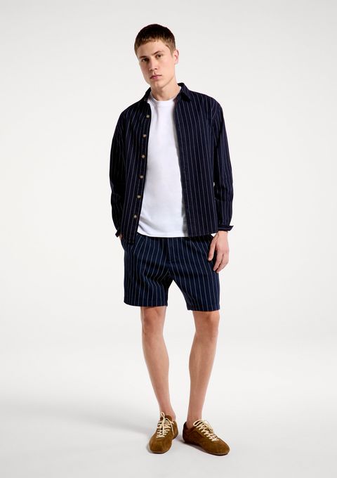 Bermuda Masculina Fio Tinto Listrada - Azul — Hering