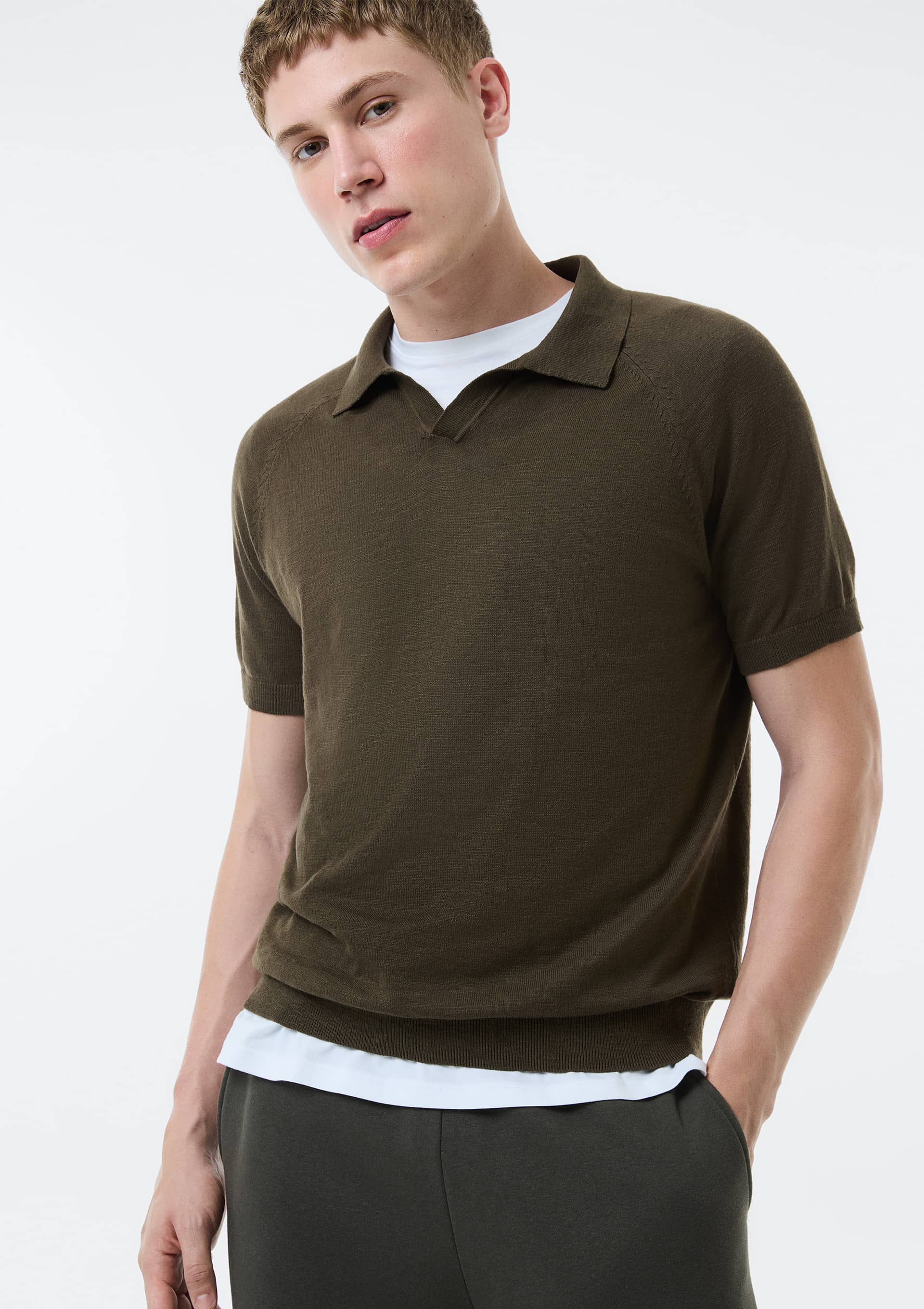 Polo Masculina em Tricô Flamê - Marrom — Hering