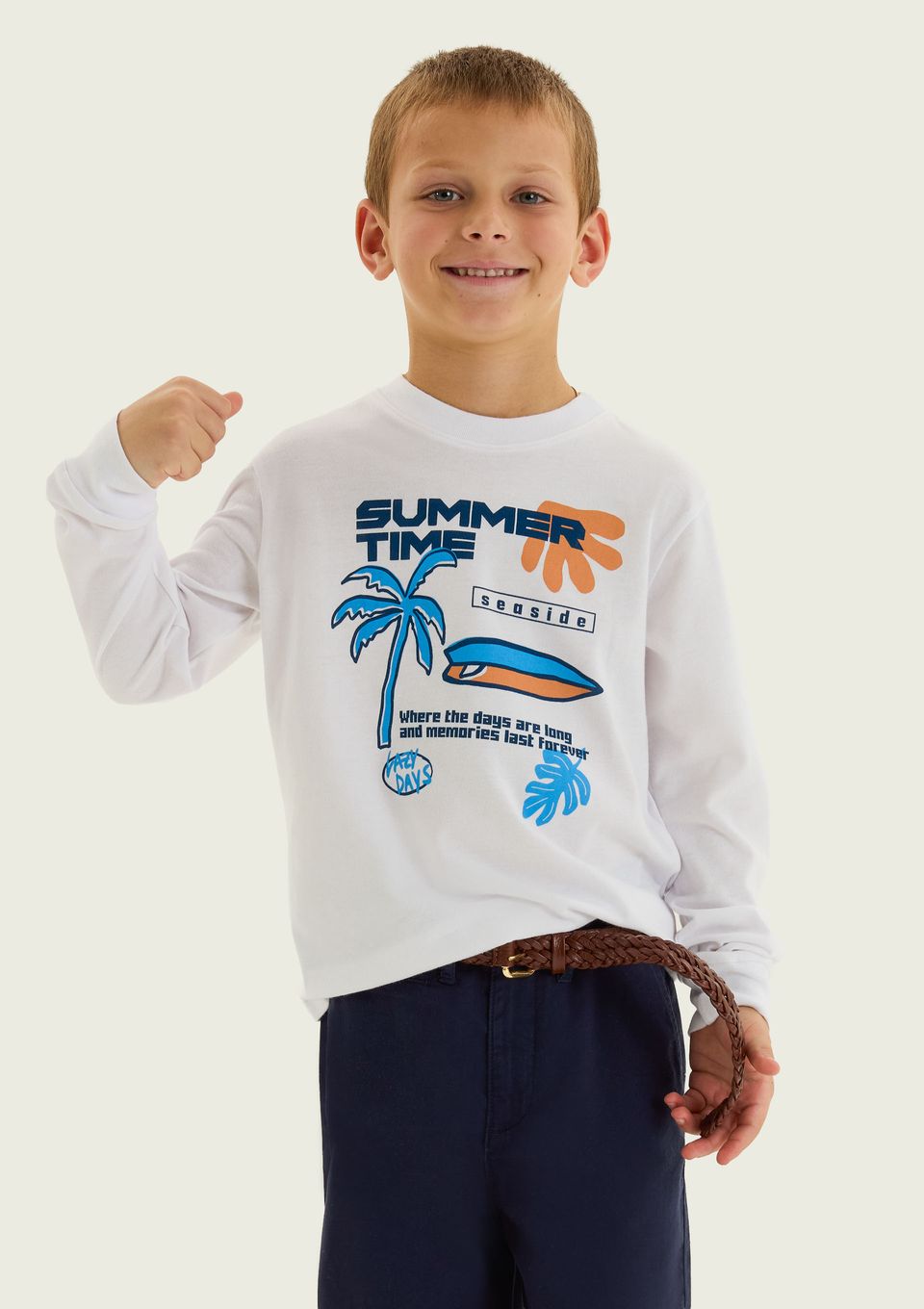 Camiseta Infantil Menino Manga Longa com Estampa Hering Kids - Branco