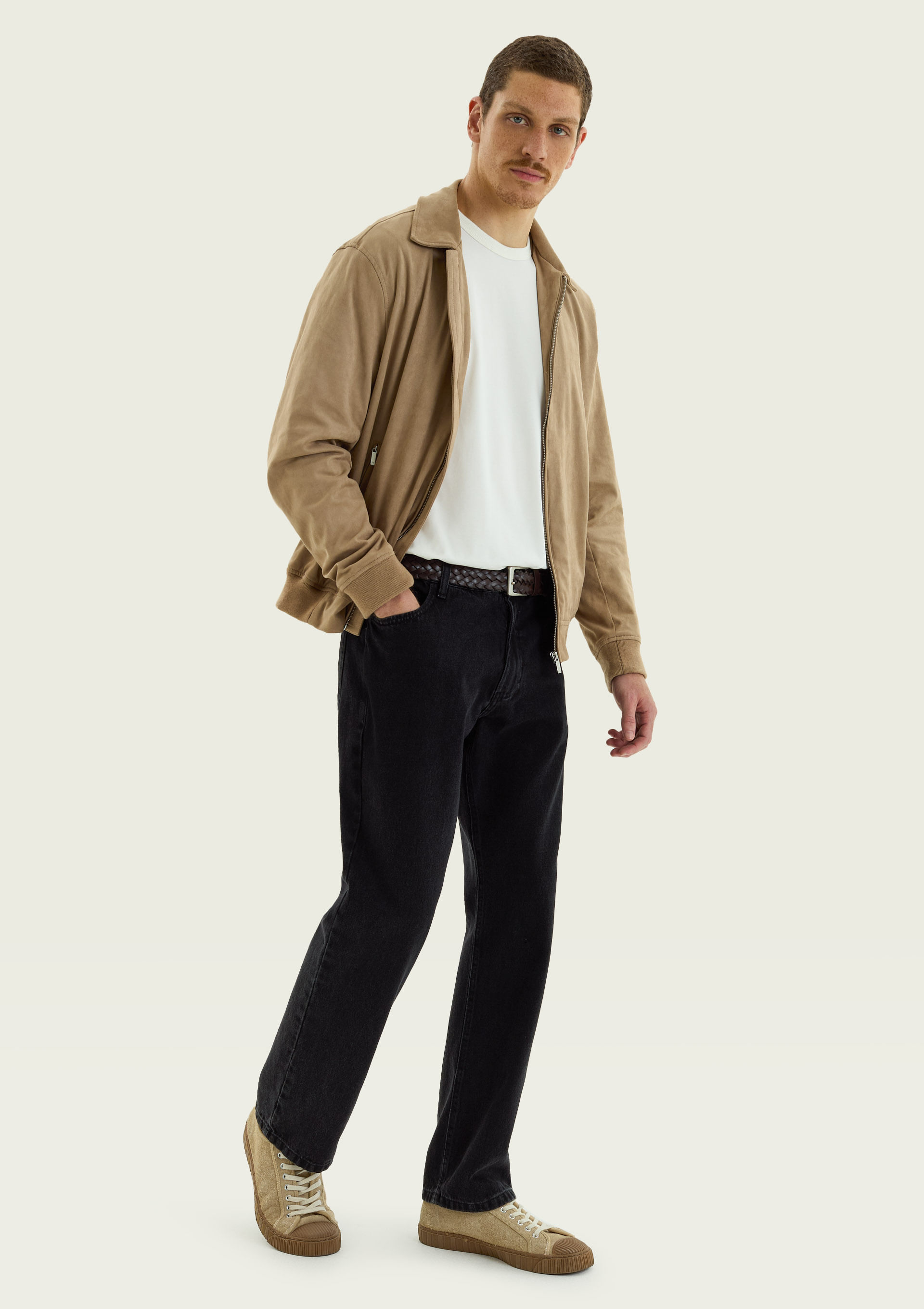 Calça Masculina Reta em Jeans - Preto