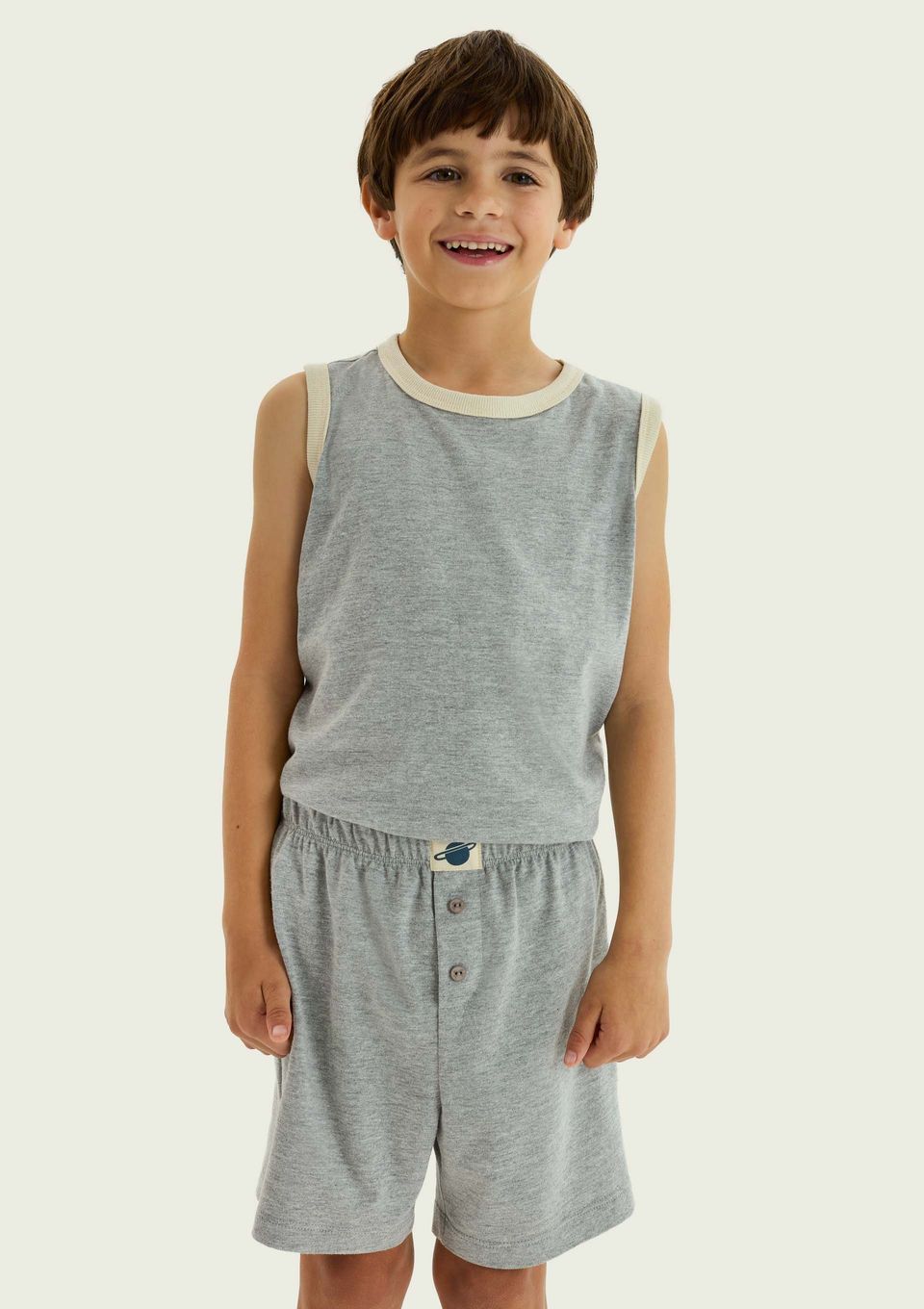 Pijama Curto Infantil Menino com Regata - Cinza
