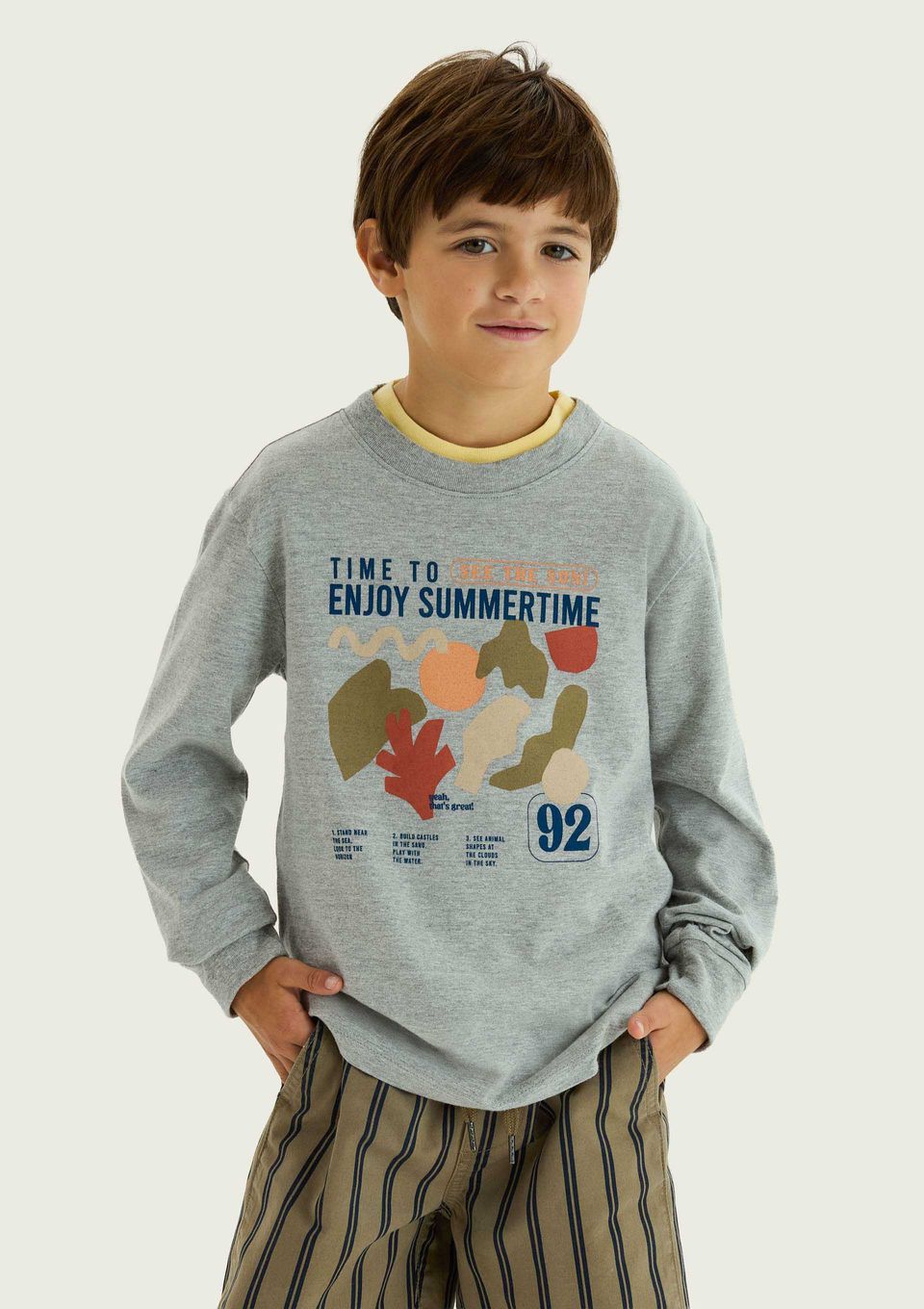 Camiseta Infantil Menino Manga Longa com Estampa Hering Kids - Cinza