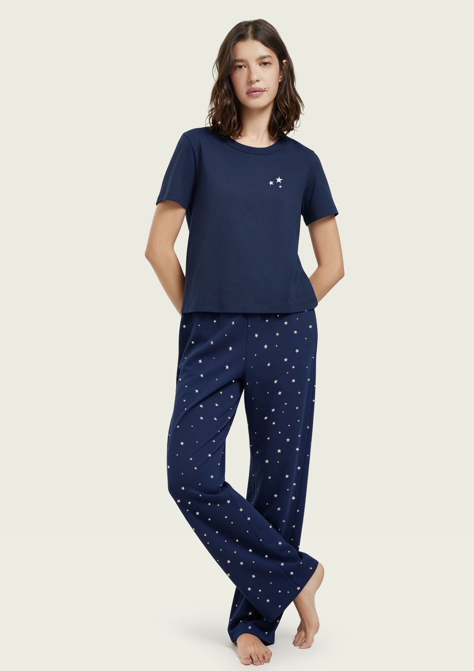 Pijama Longo Feminino Estampado - Azul