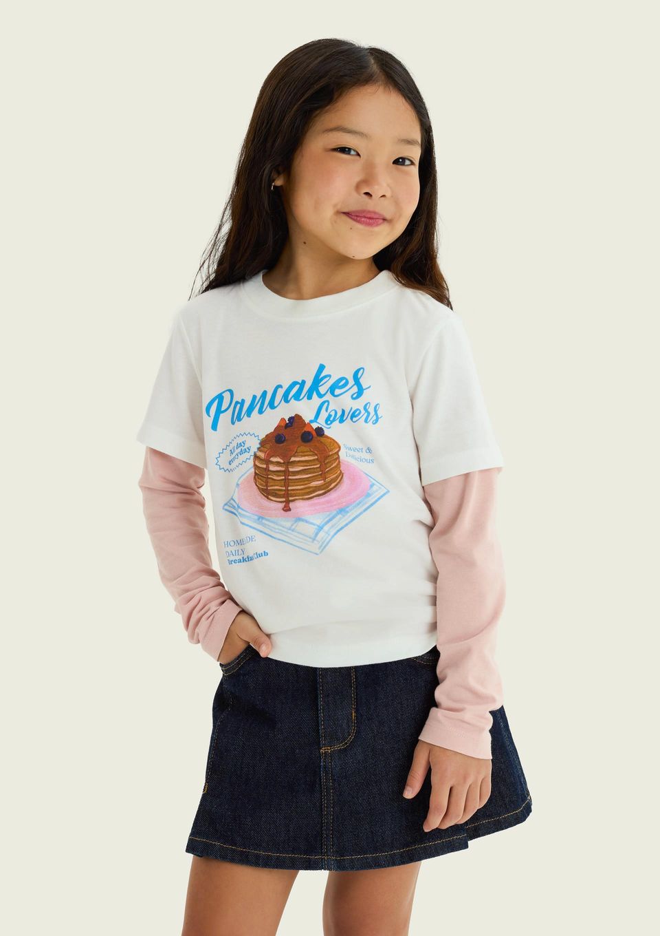 Blusa Infantil Menina Manga Curta com Estampa - Off White