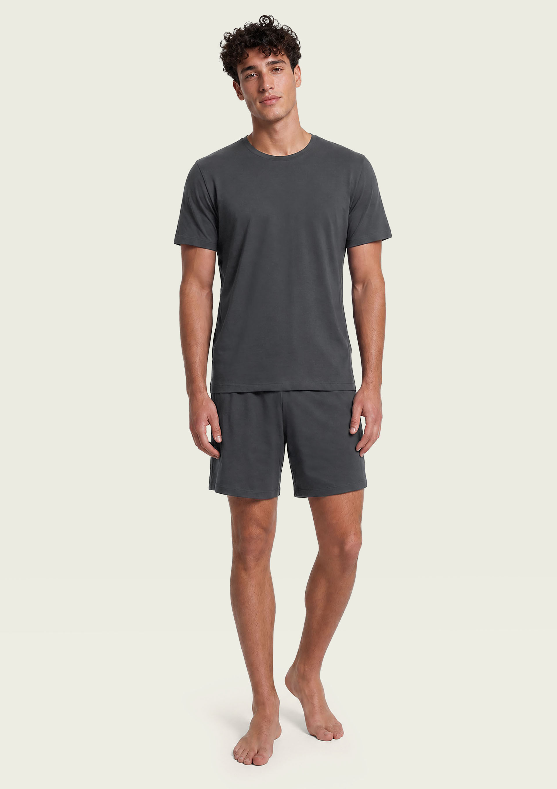 Pijama Curto Masculino Malha de Algodão - Cinza