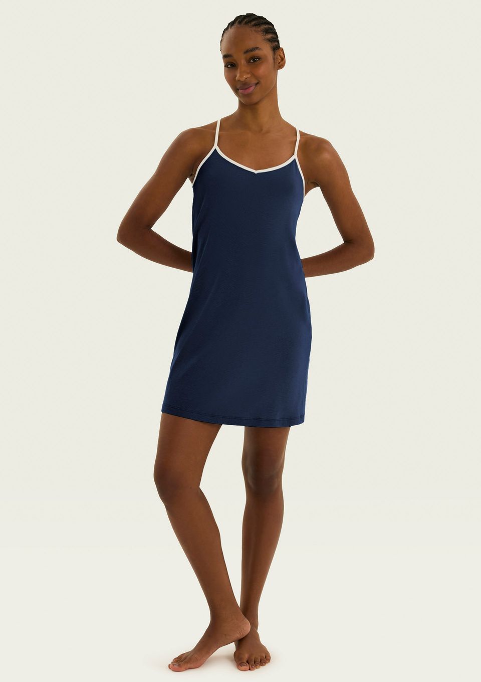 Camisola Curta Alças Finas - Azul