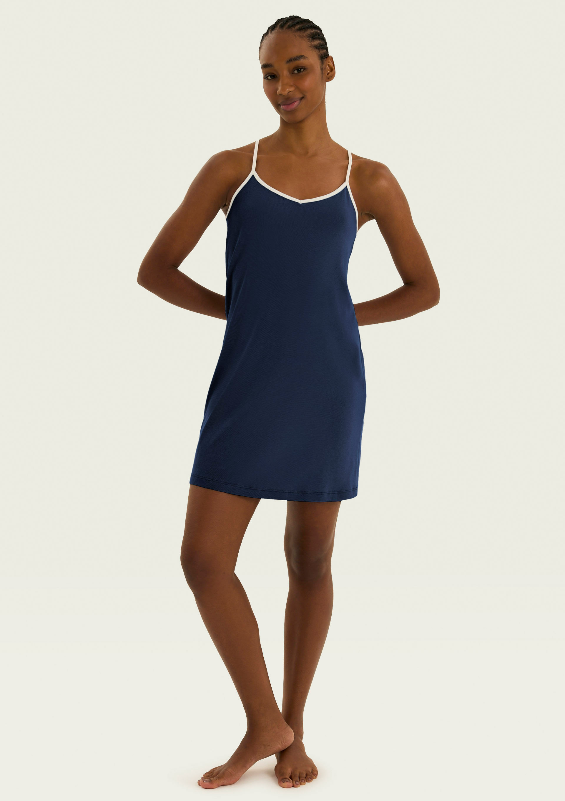 Camisola Curta Alças Finas - Azul