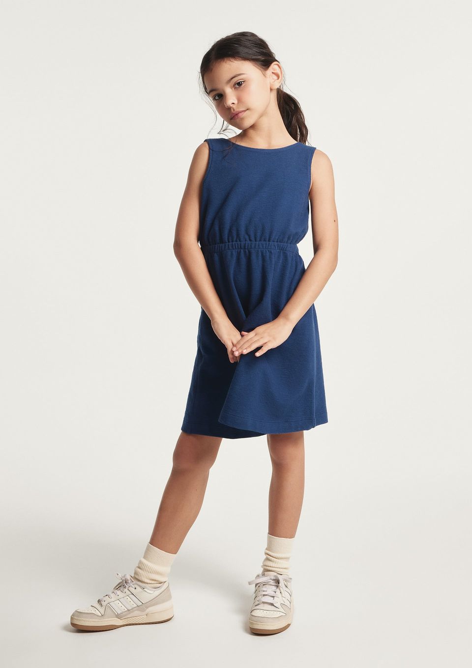 Vestido Infantil Curto Texturizado - Azul