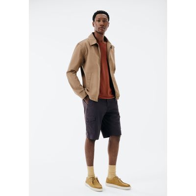 Bermuda Básica Masculina Cargo Em Sarja - Cinza