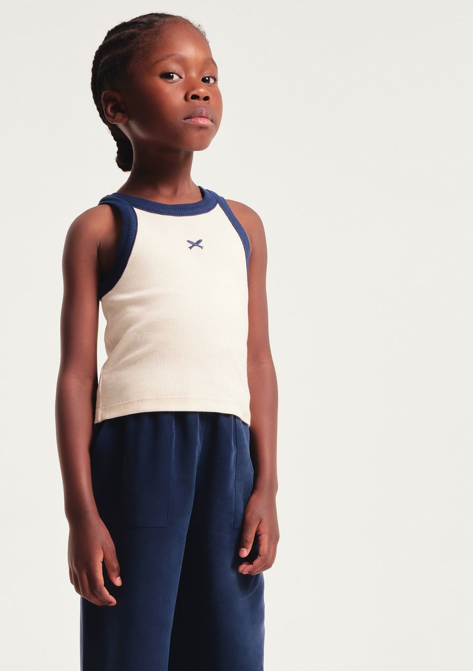 Regata Cropped Infantil Menina em Ribana - Off White