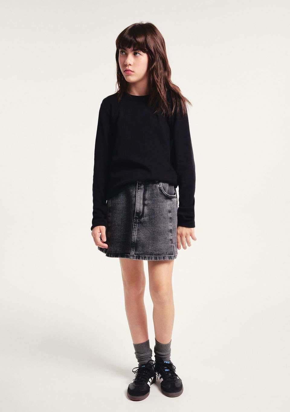 Shorts Saia Infantil Jeans Estonado - Preto