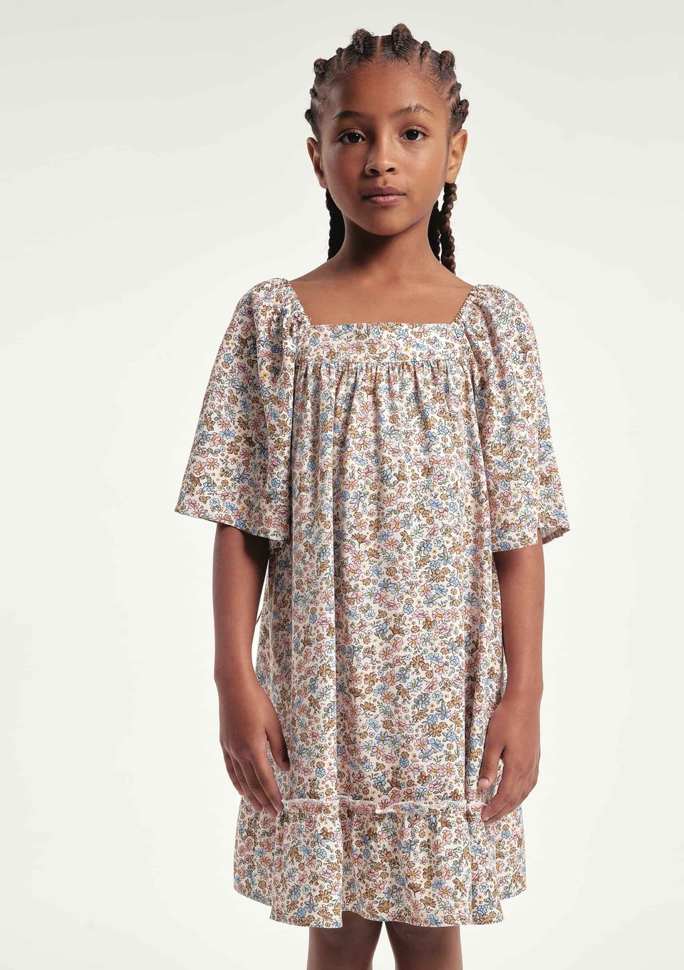 Vestido Infantil com Mangas Bufantes - Off White