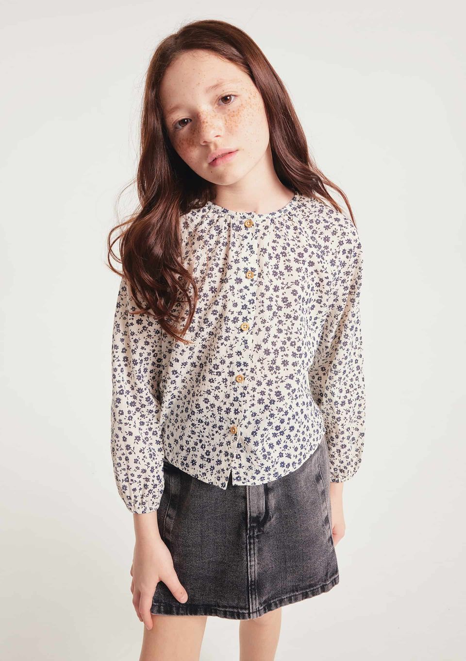Blusa Infantil Menina Manga Longa Estampada - Off White