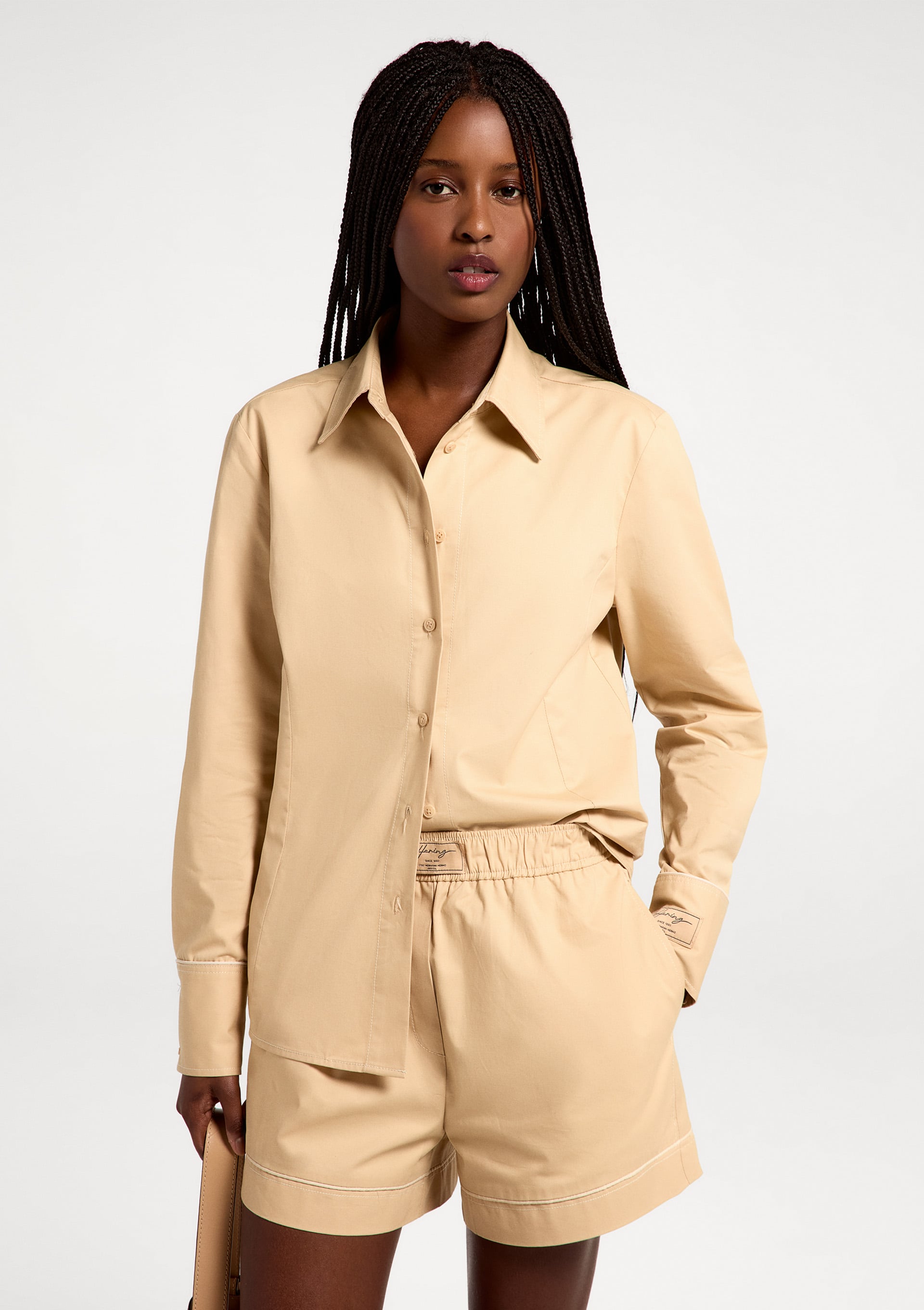 Camisa Feminina Manga Longa Empapelada - Bege — Hering
