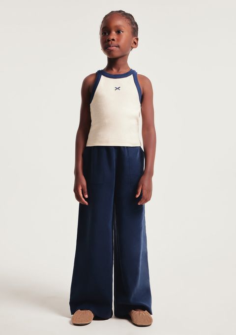 Calça Infantil Menina Reta em Peach Touch - Azul — Hering