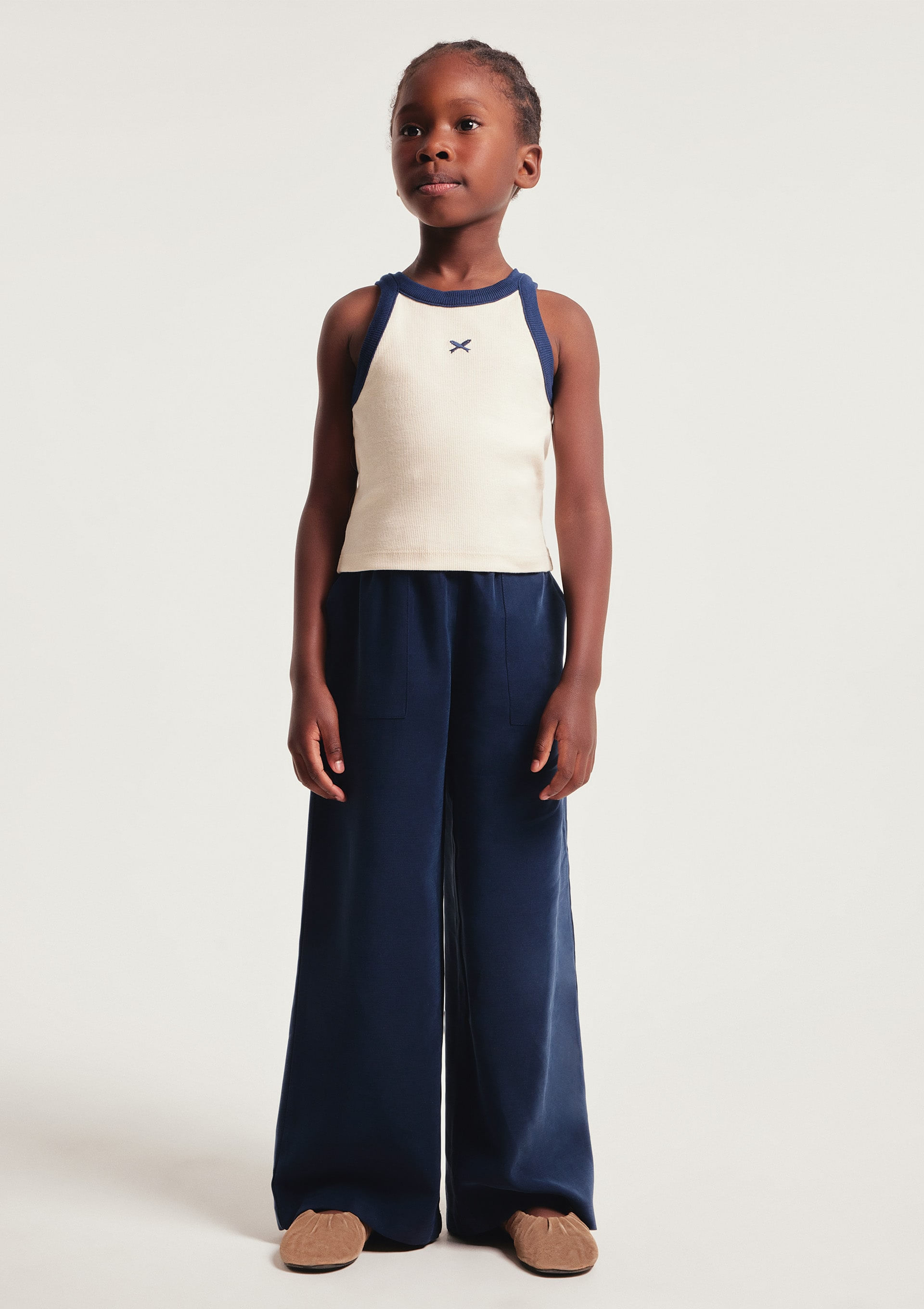 Calça Infantil Menina Reta em Peach Touch - Azul — Hering