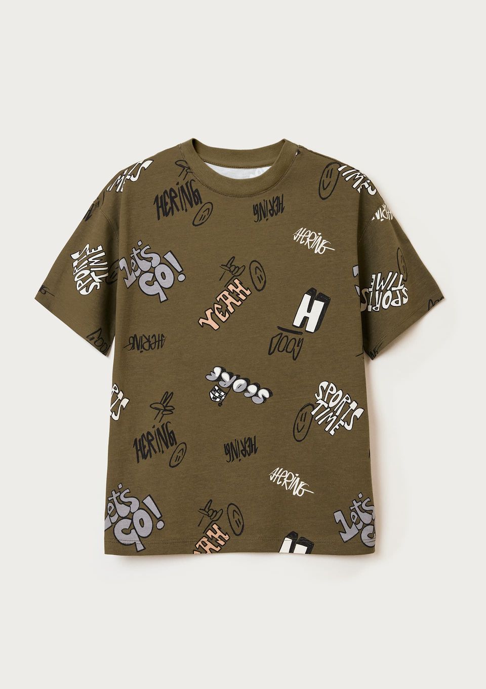Camiseta Oversized Infantil Menino Estampada - Verde