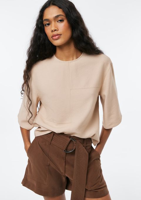 Blusa Feminina Manga Curta em Viscose - Bege — Hering