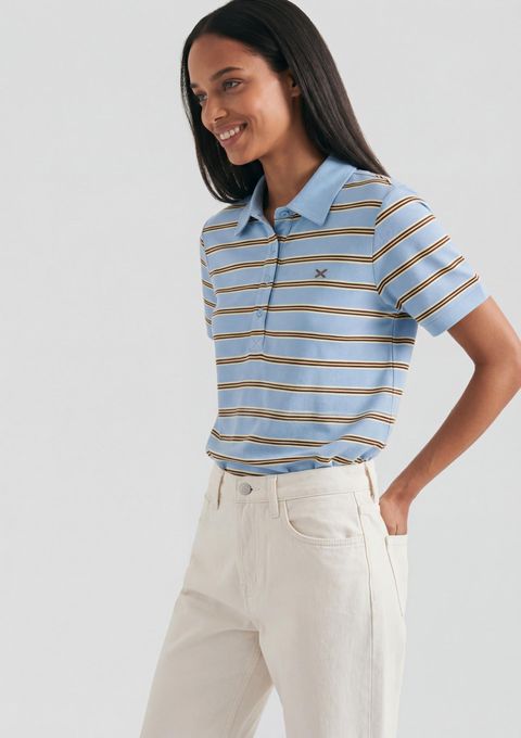 Polo Feminina em Malha Piquet Fio Tinto - Azul — Hering