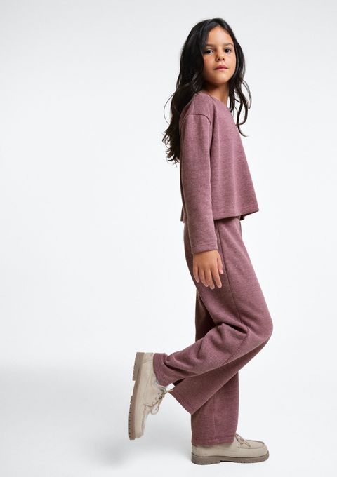 Calça Infantil Menina Wide Leg em Tricô - Vinho — Hering