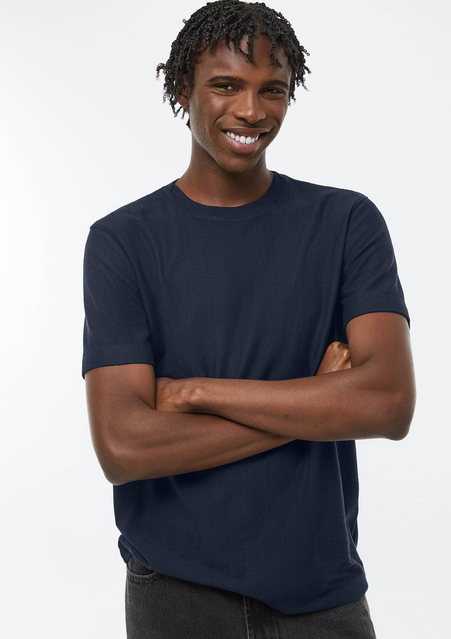 Camiseta Masculina Manga Curta Texturizada - Azul