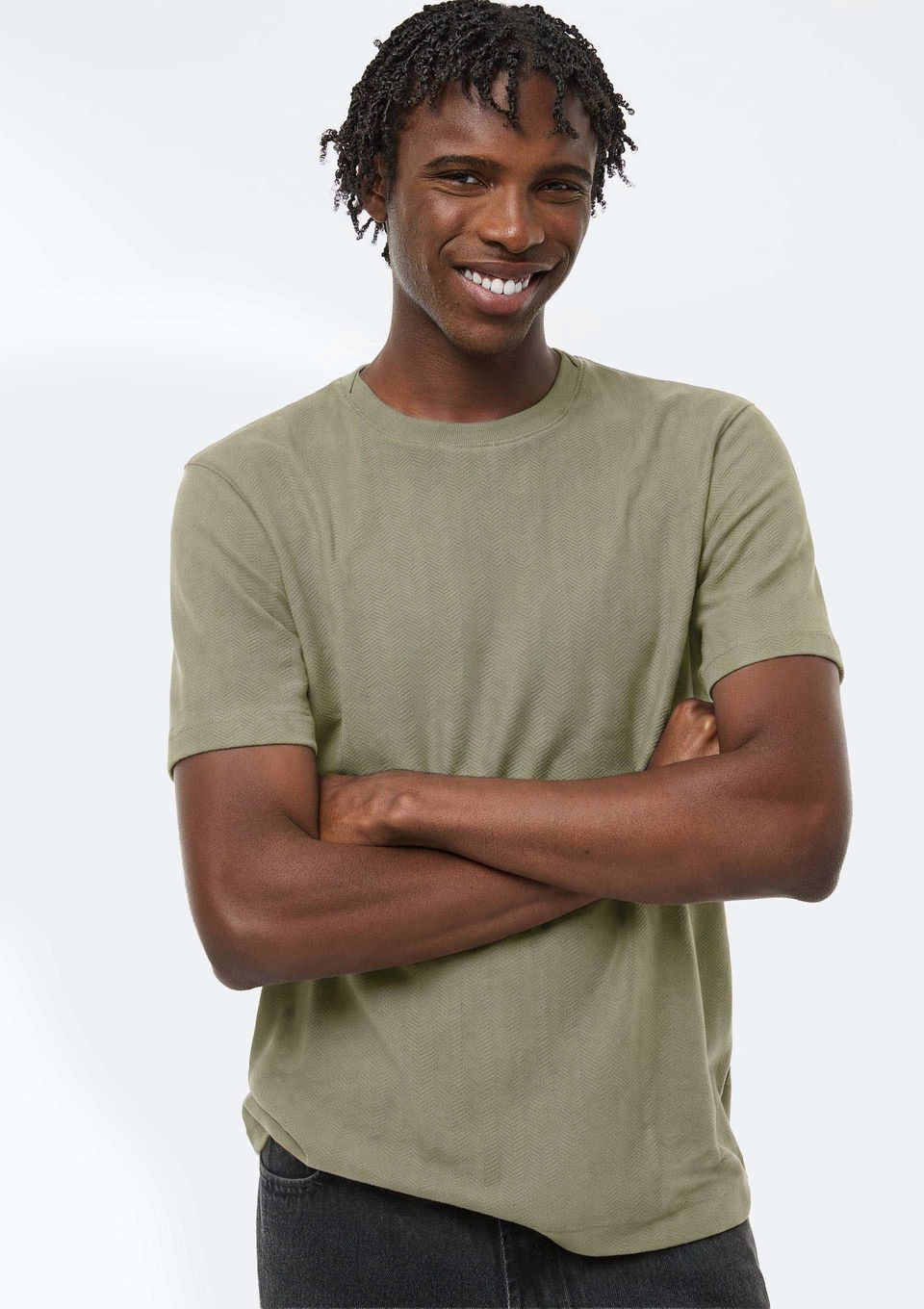 Camiseta Masculina Manga Curta Texturizada - Verde