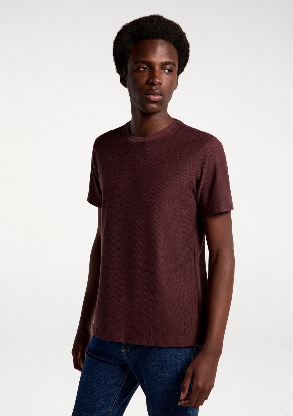 Camiseta Masculina Manga Curta Texturizada - Vinho
