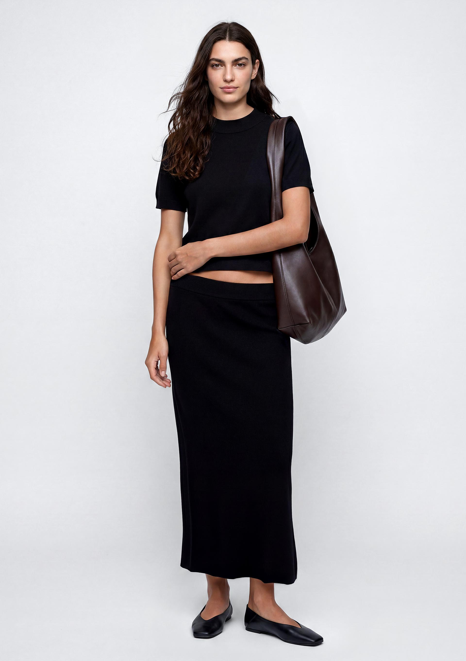 Saia Midi em Tricô - Preto — Hering