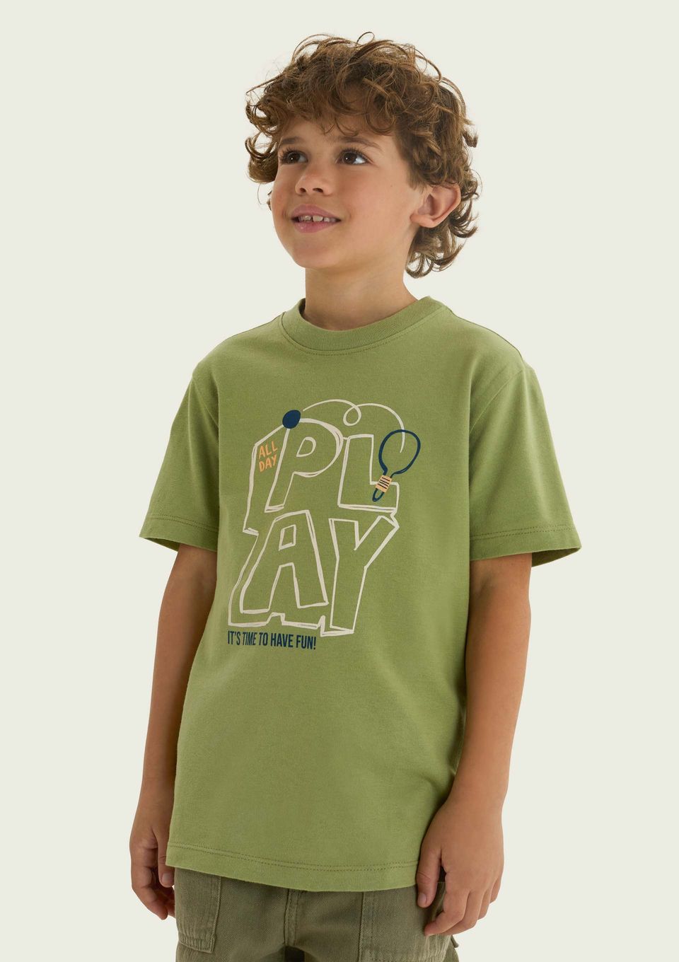 Camiseta Infantil Menino Manga Curta com Estampa - Verde