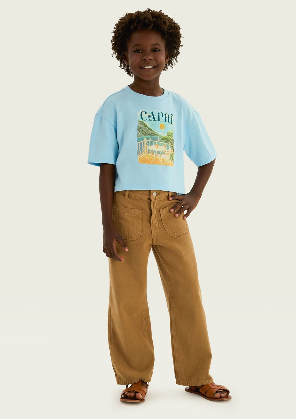 Calça Infantil Menina Wide Leg com Bolsos - Marrom