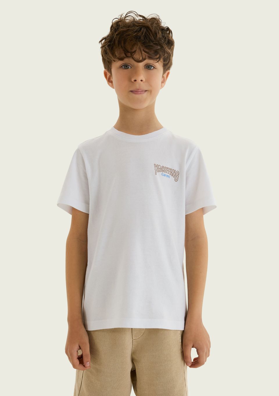 Camiseta Infantil Menino Regular Estampada - Branco