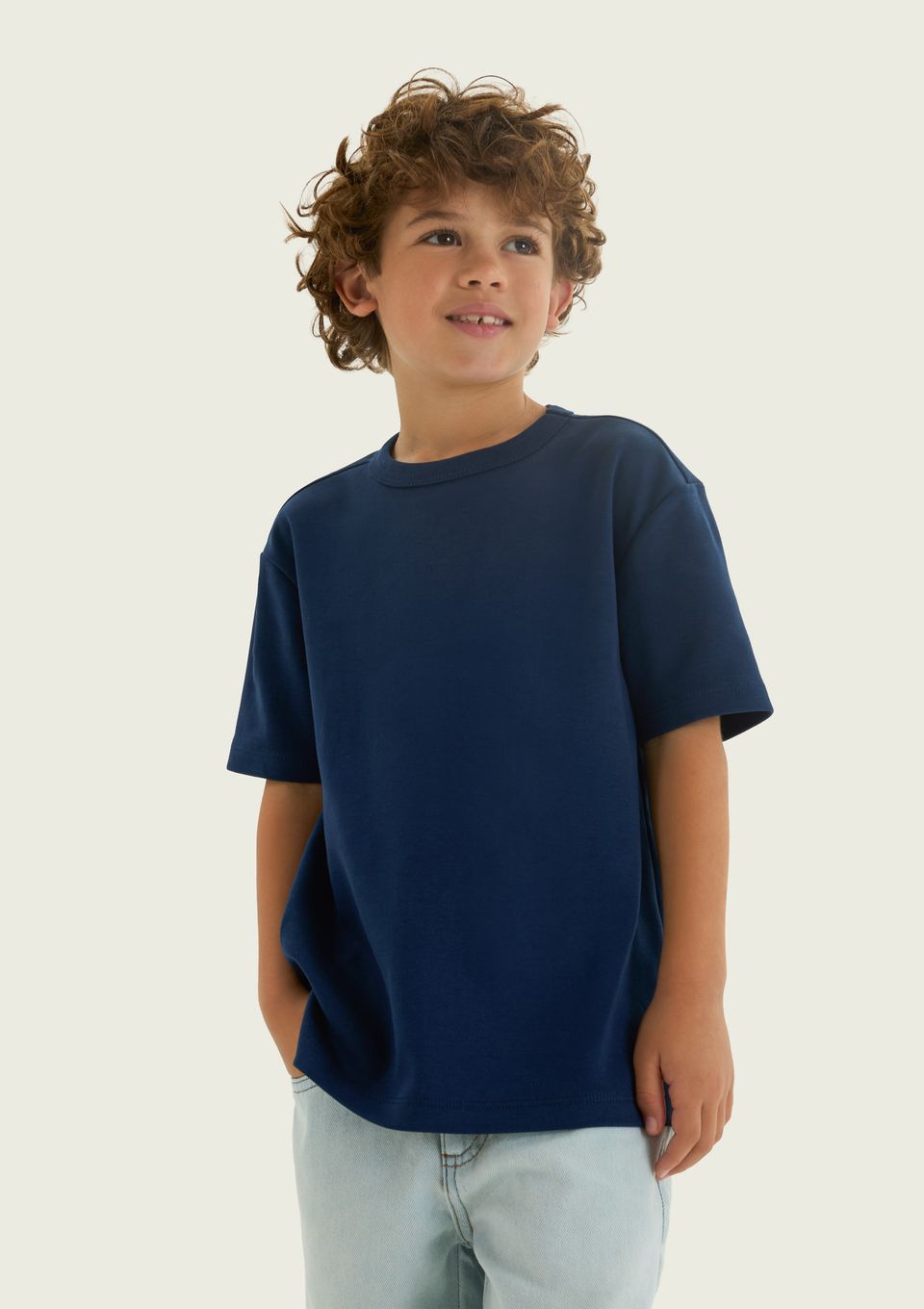 Camiseta Infantil Menino em Malha Interlock - Azul