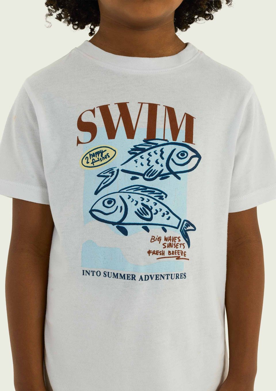 Camiseta Infantil Menino Manga Curta com Estampa - Branco