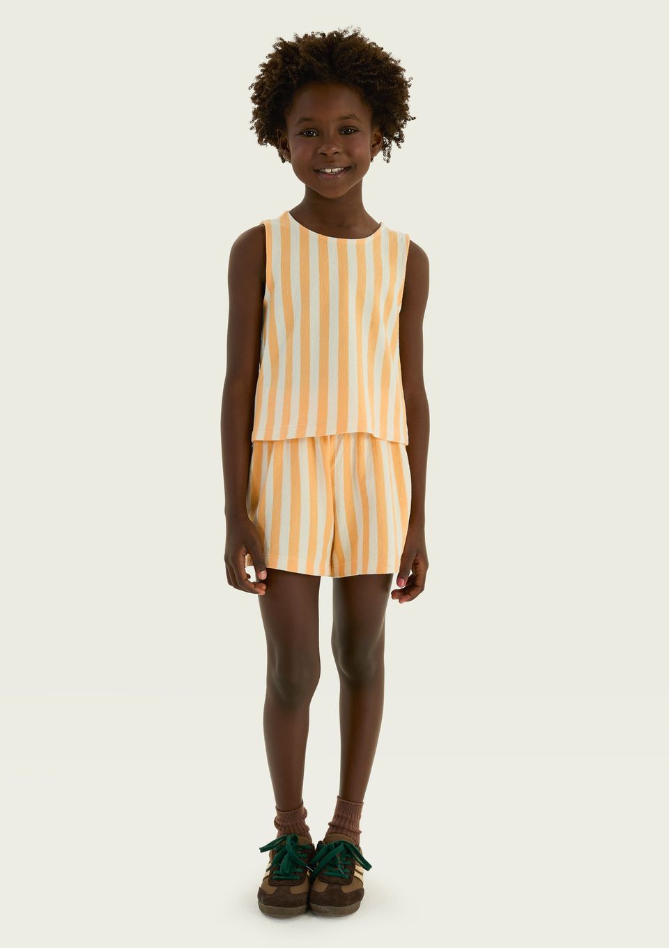 Conjunto Infantil Menina Fio Tinto Texturizado - Laranja