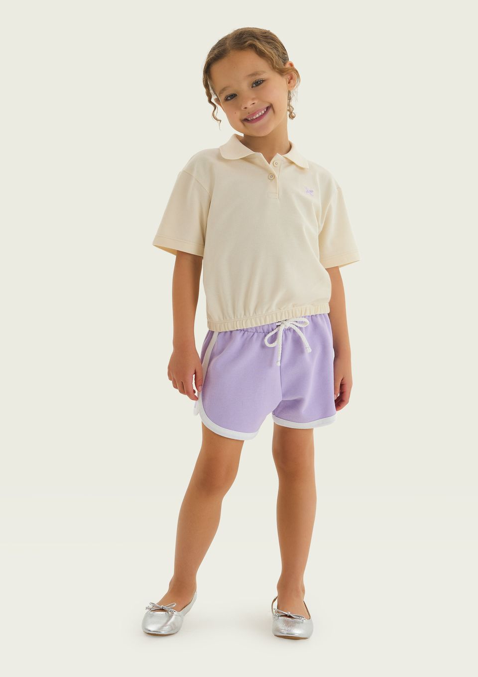 Shorts Infantil Menina Esportivo Runner - Lilás