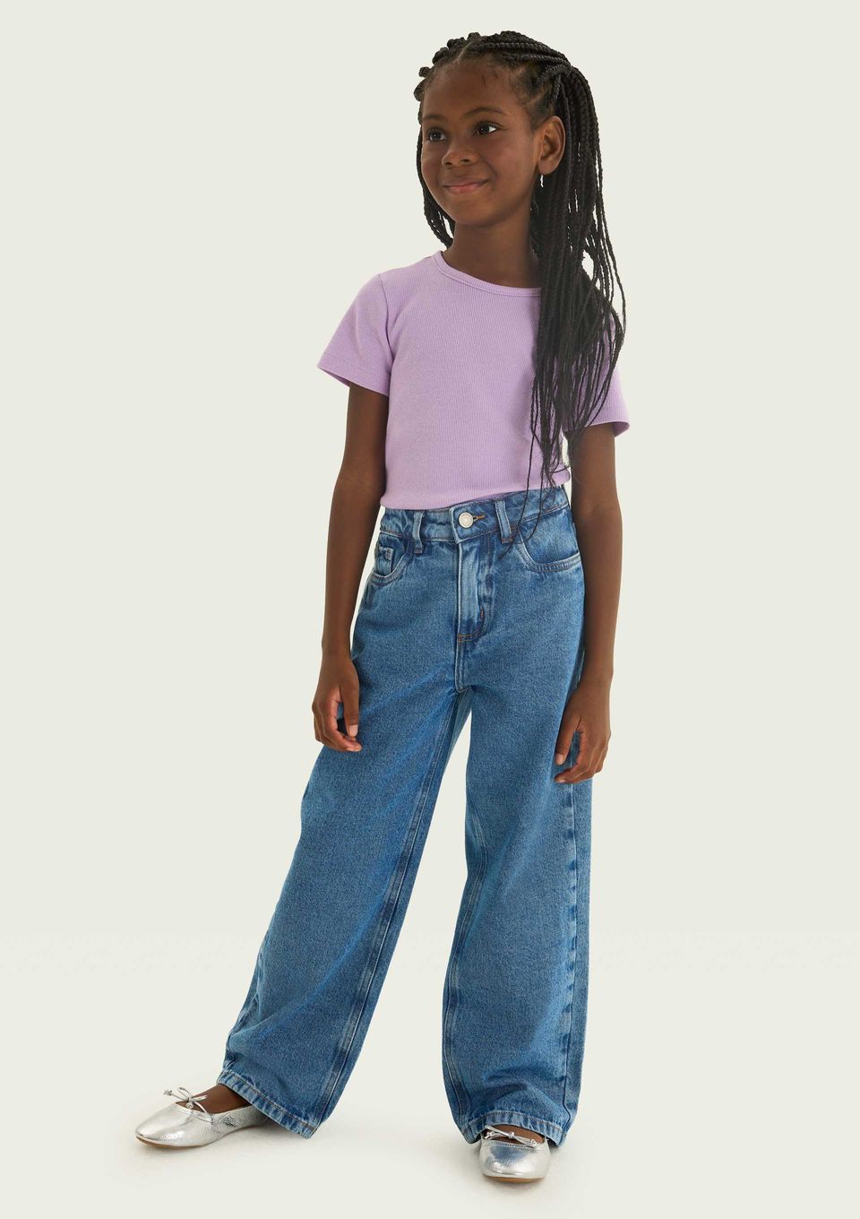 Calça Jeans Infantil Menina Skater Fit - Azul