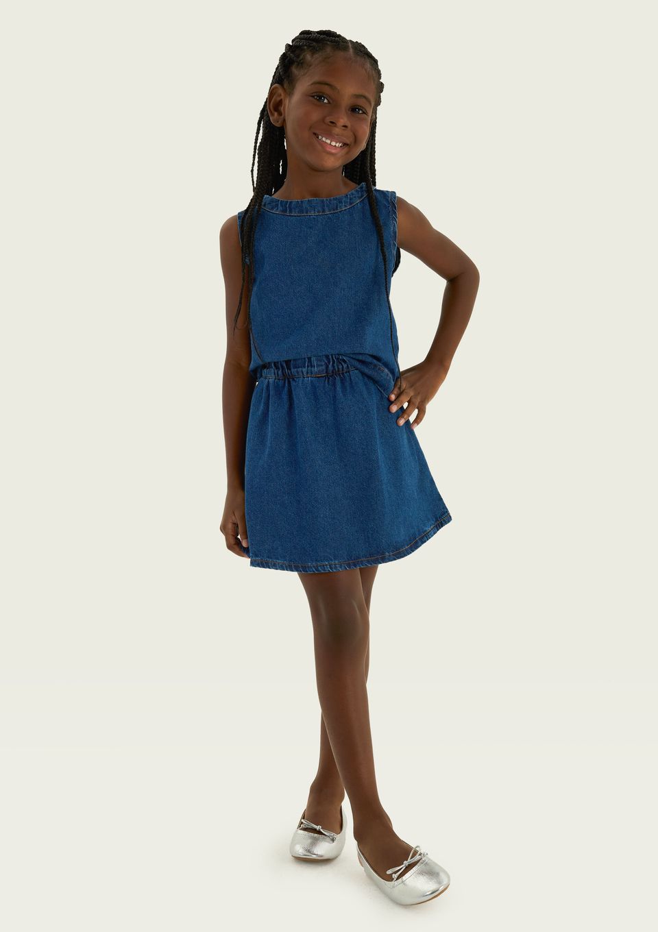 Shorts Infantil Menina em Jeans Leve - Azul