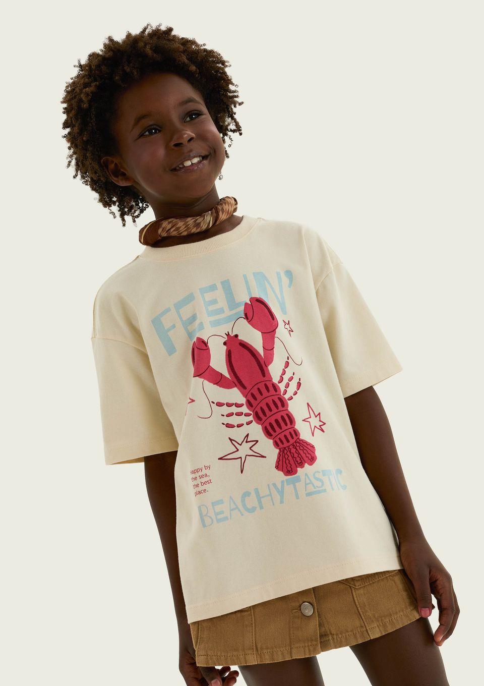 Blusa Infantil Menina Oversized Super Cotton - Creme