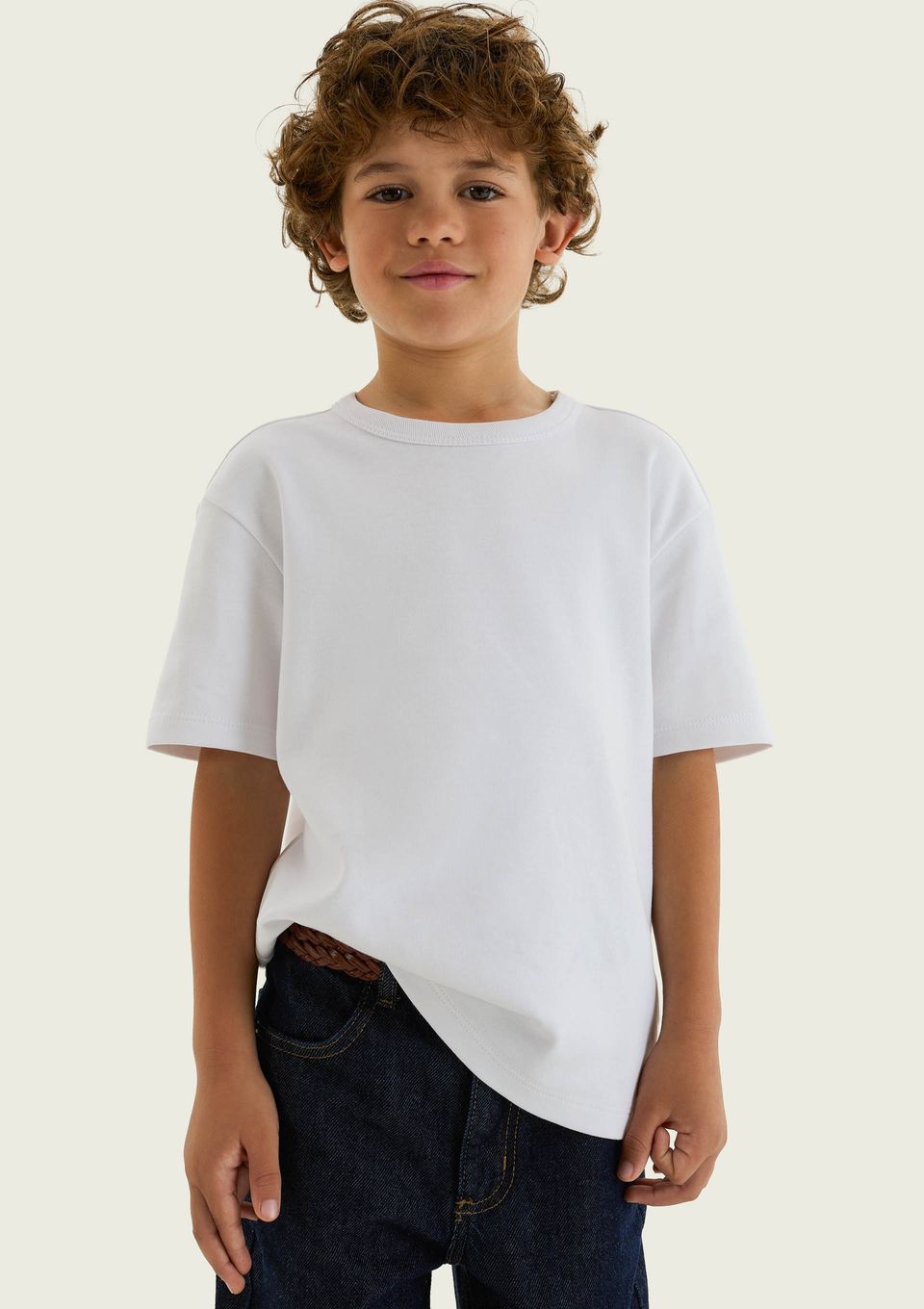 Camiseta Infantil Menino em Malha Interlock - Branco