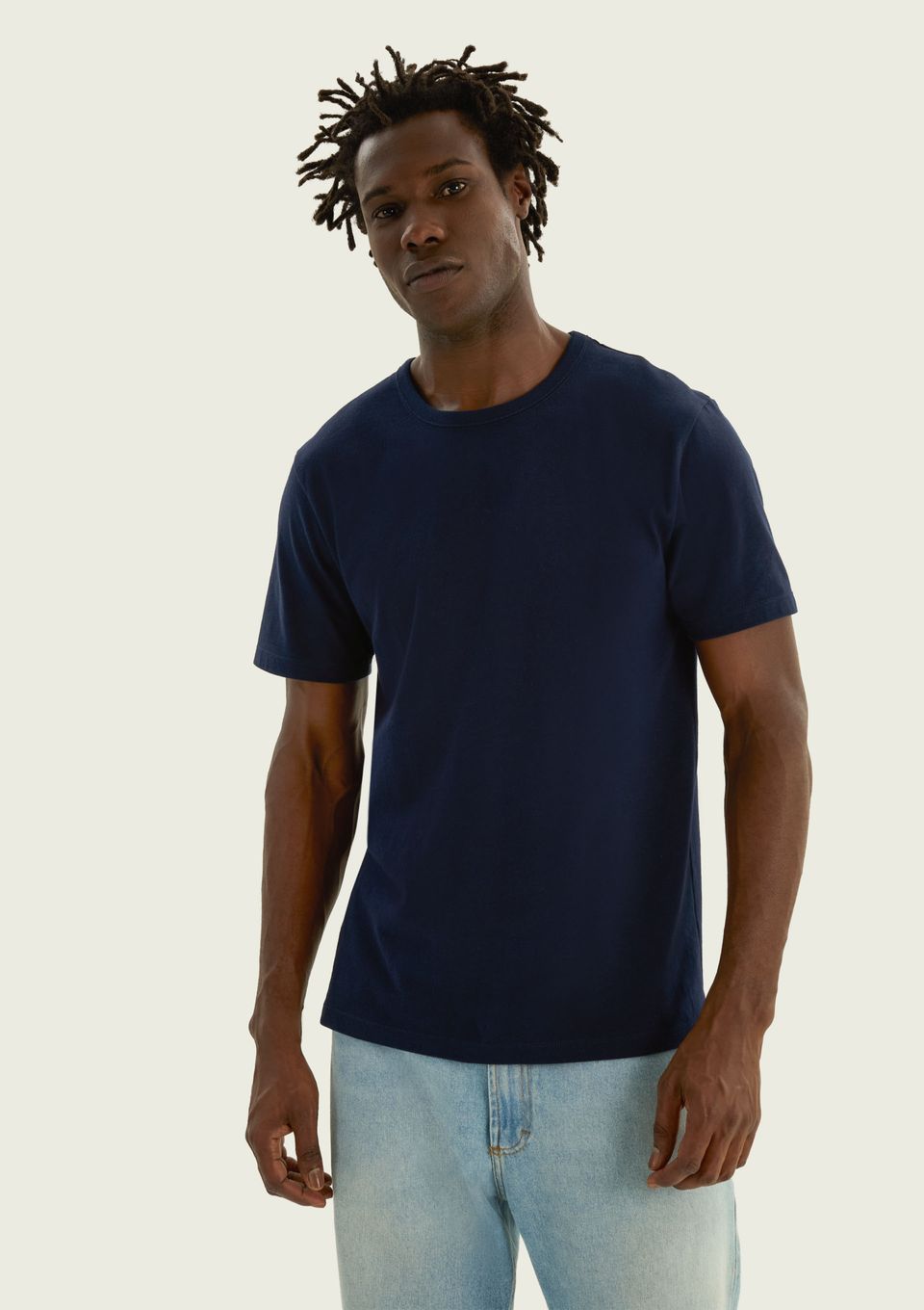 Camiseta Básica Masculina Manga Curta Slim - Azul