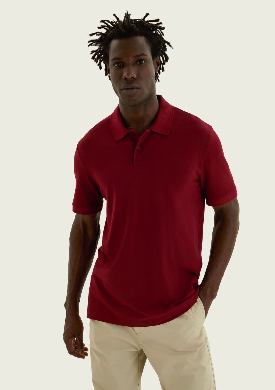 Camisa Polo Básica Masculina Manga Curta em Piquet - Vermelho