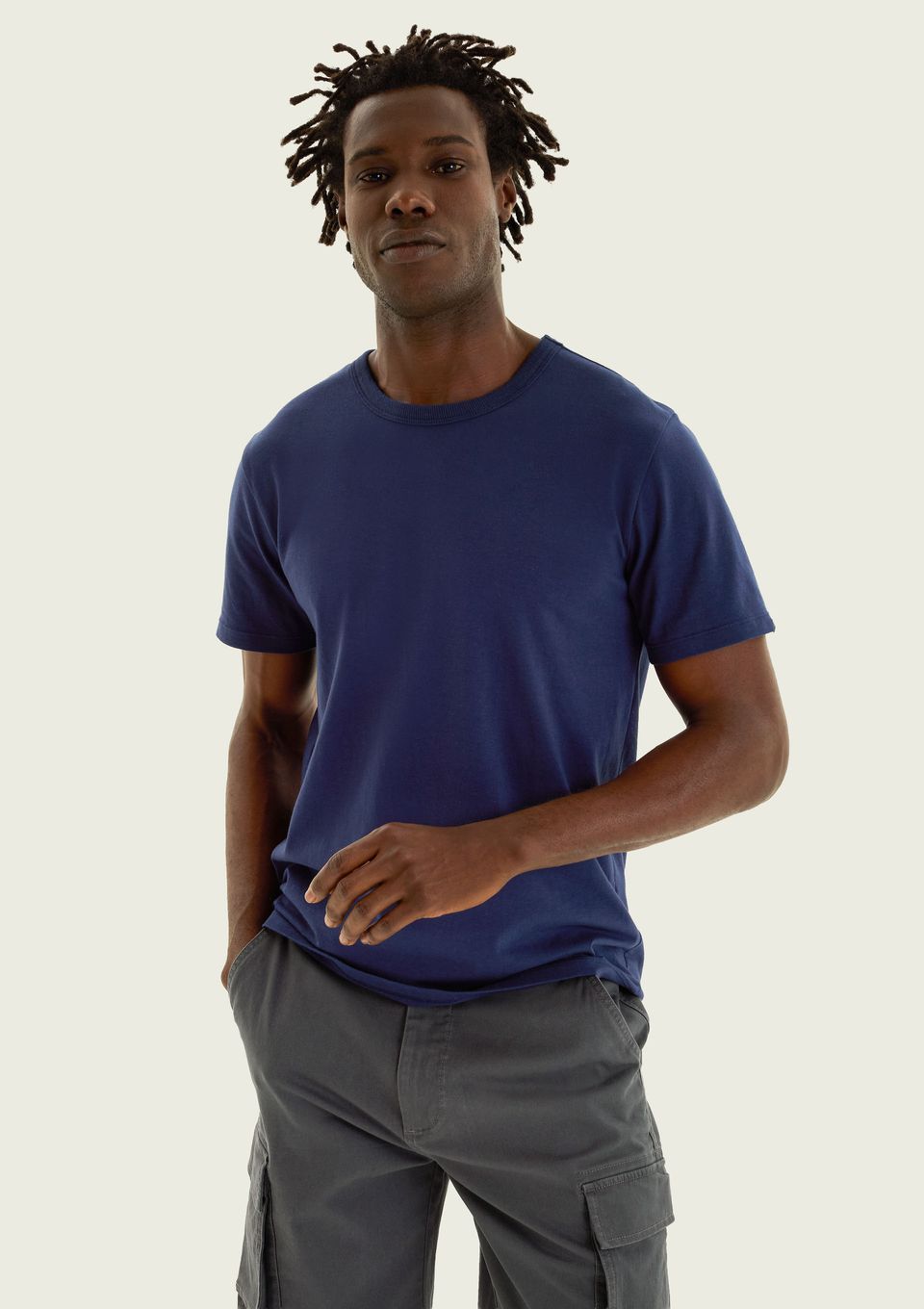 Camiseta Masculina Slim com Etiqueta - Azul
