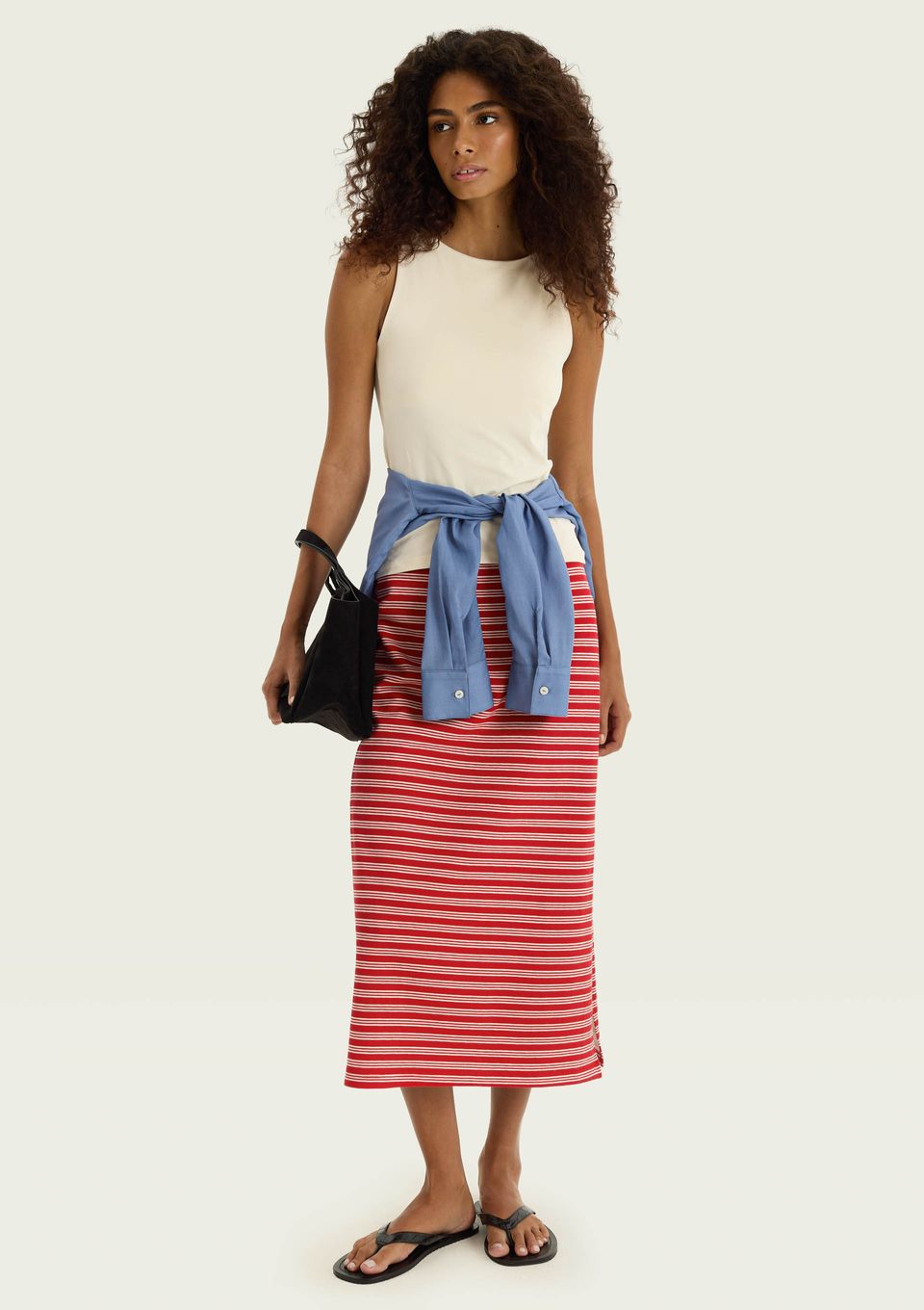 Saia Midi em Malha Rústica Premium - Vermelho