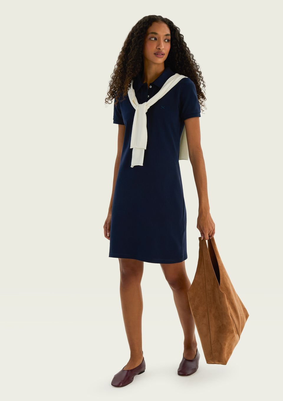 Vestido Polo Curto Malha Piquet - Azul