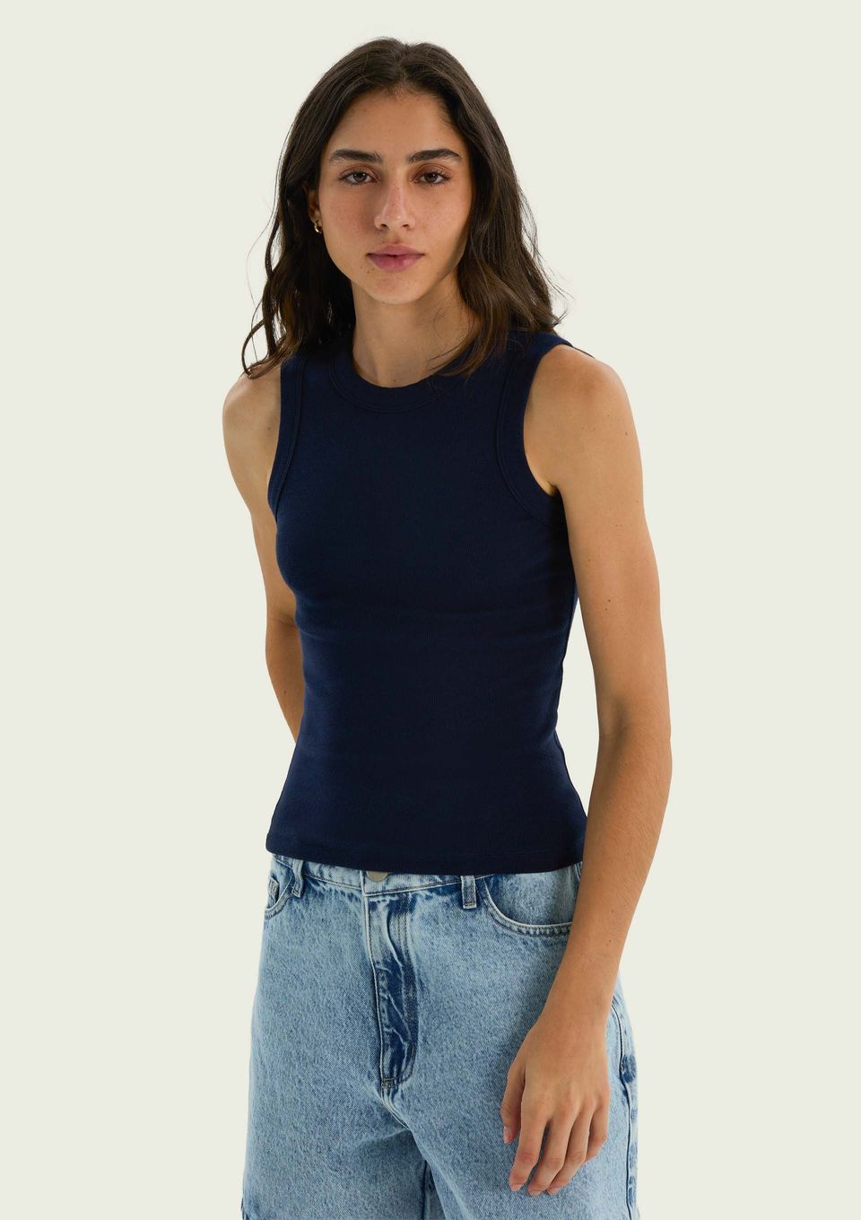 Regata Básica Feminina Slim Neck - Azul