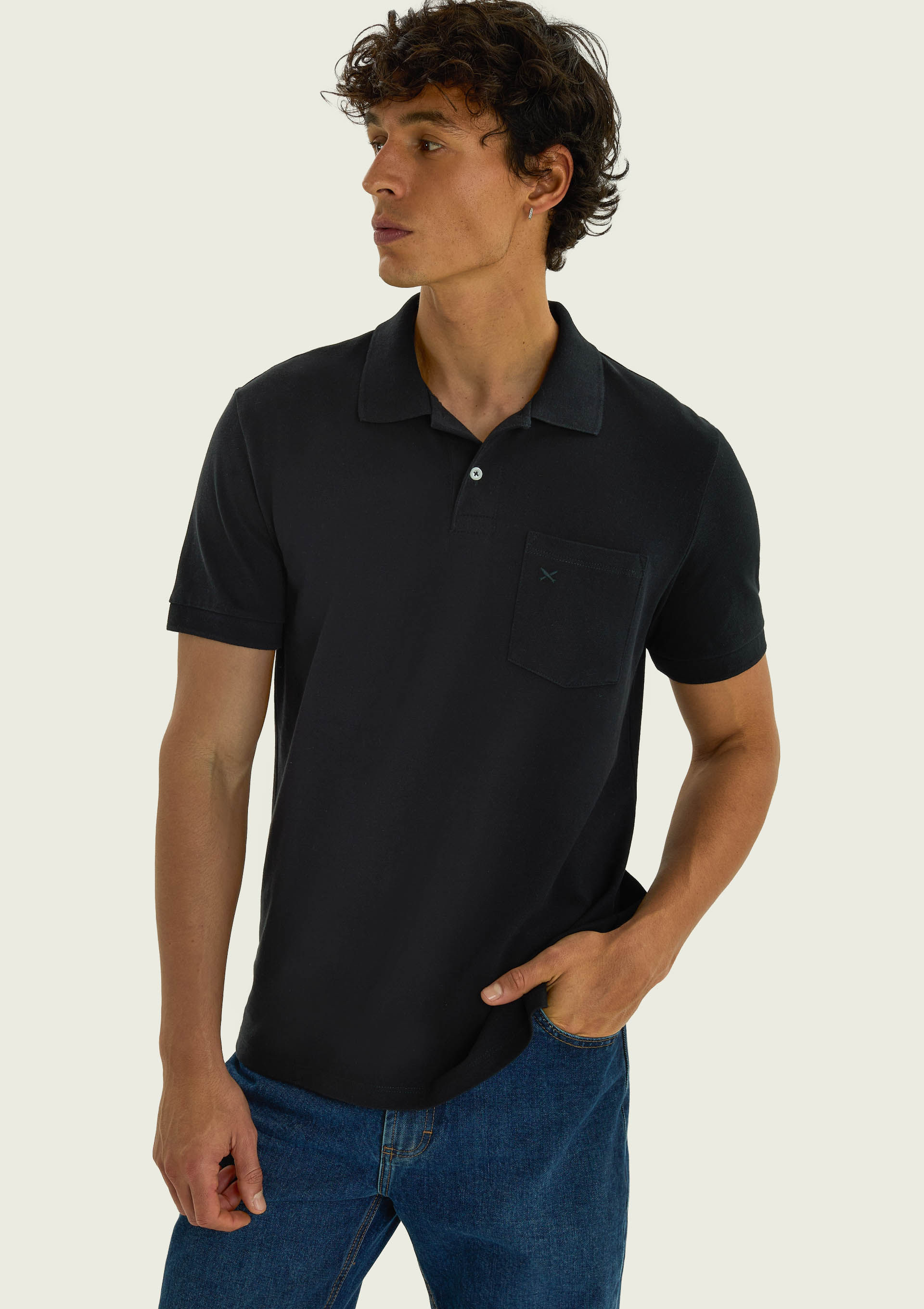 Camisa Polo Masculina Com Bordado - Preto