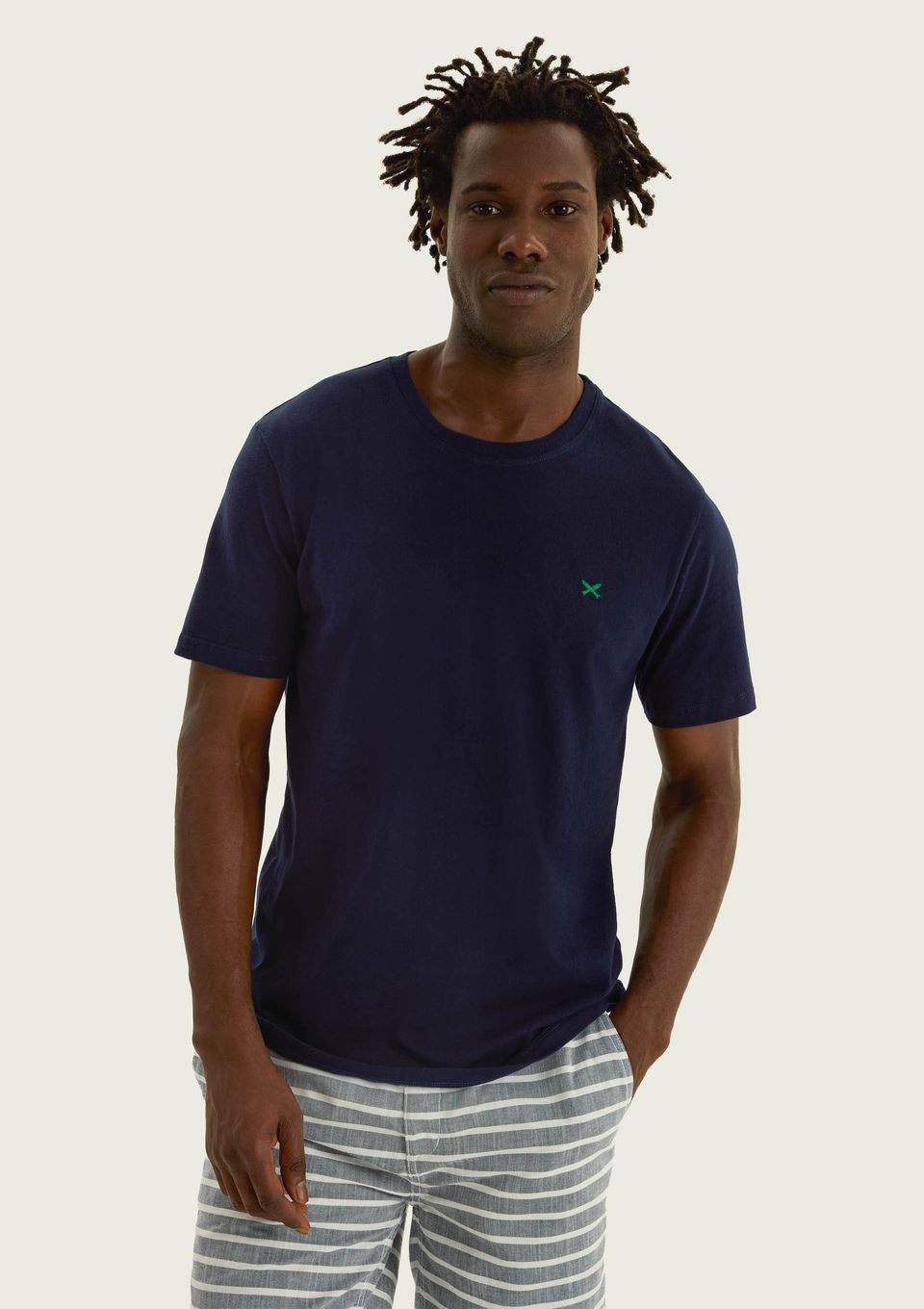 Camiseta Básica Masculina World com Bordado - Azul