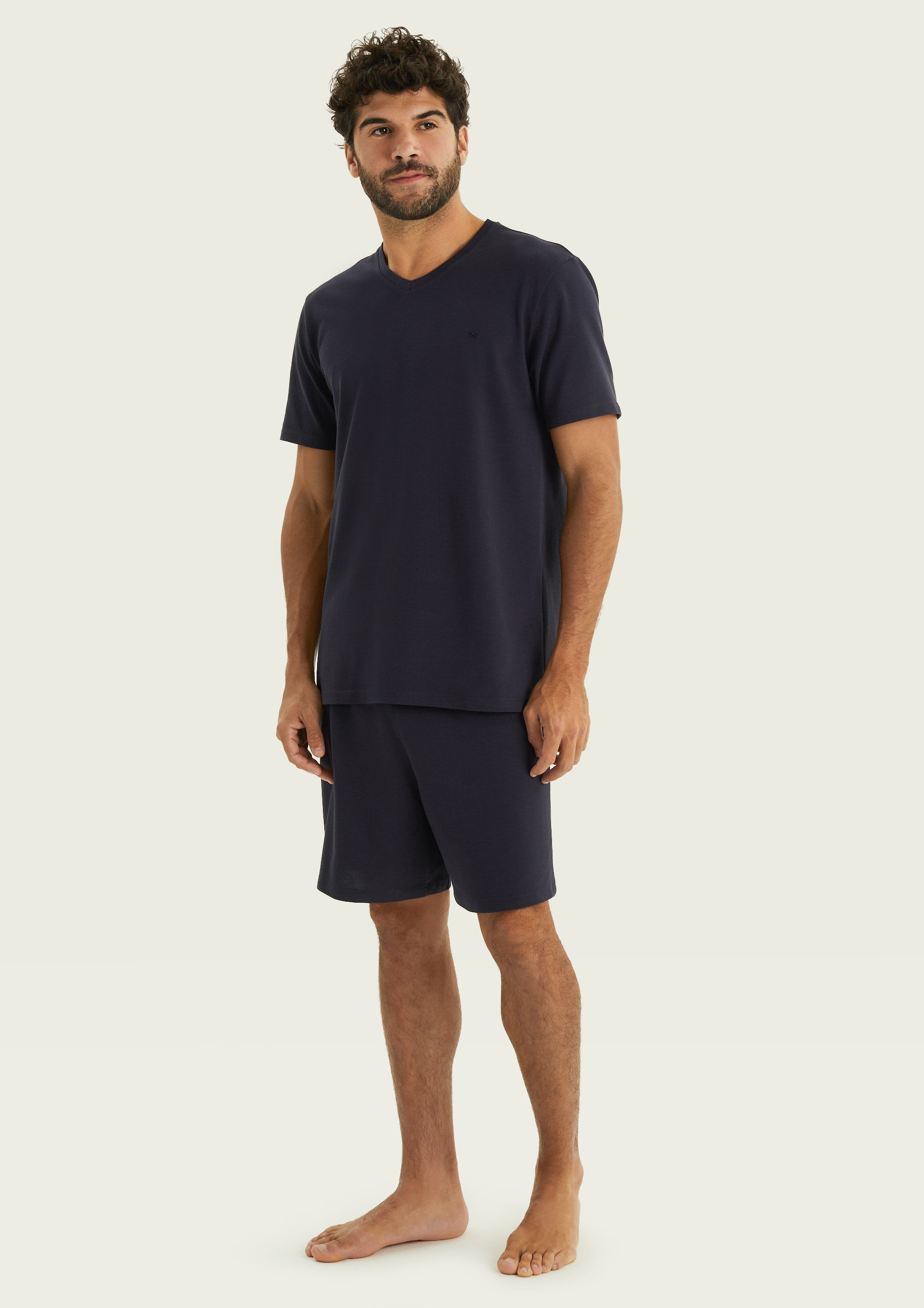 Pijama Curto Masculino Em Piquet Premium - Azul