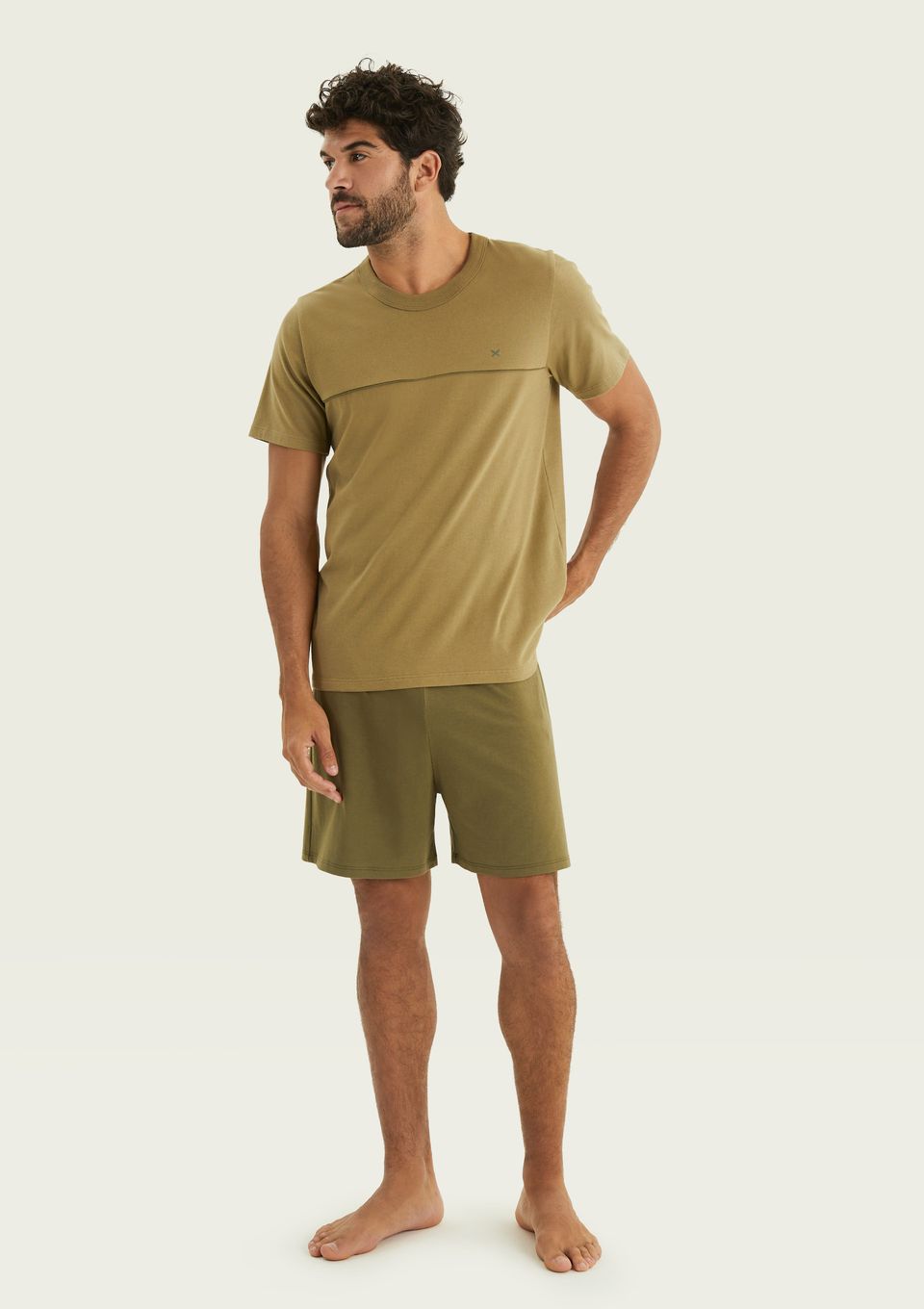 Pijama Curto Masculino em Algodão - Verde