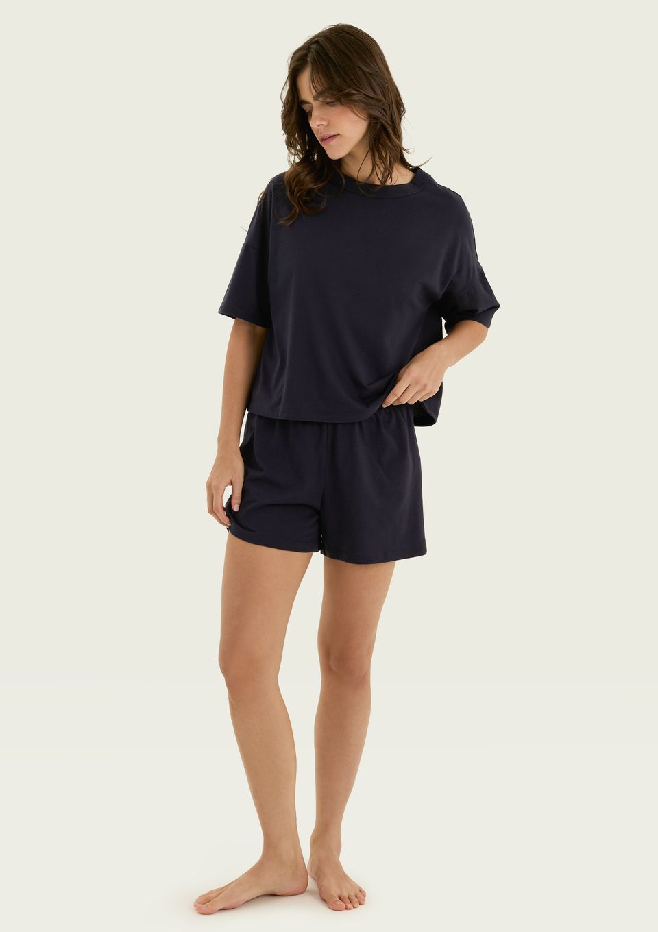Pijama Curto Feminino Premium - Azul